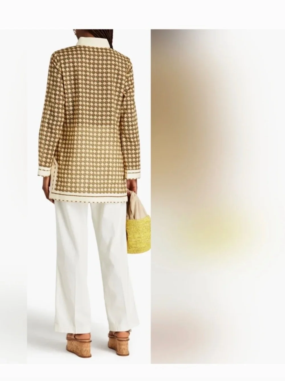 Tory Burch Printed Tory Tassel Tunic French Cream Basketweave Dress S NWT